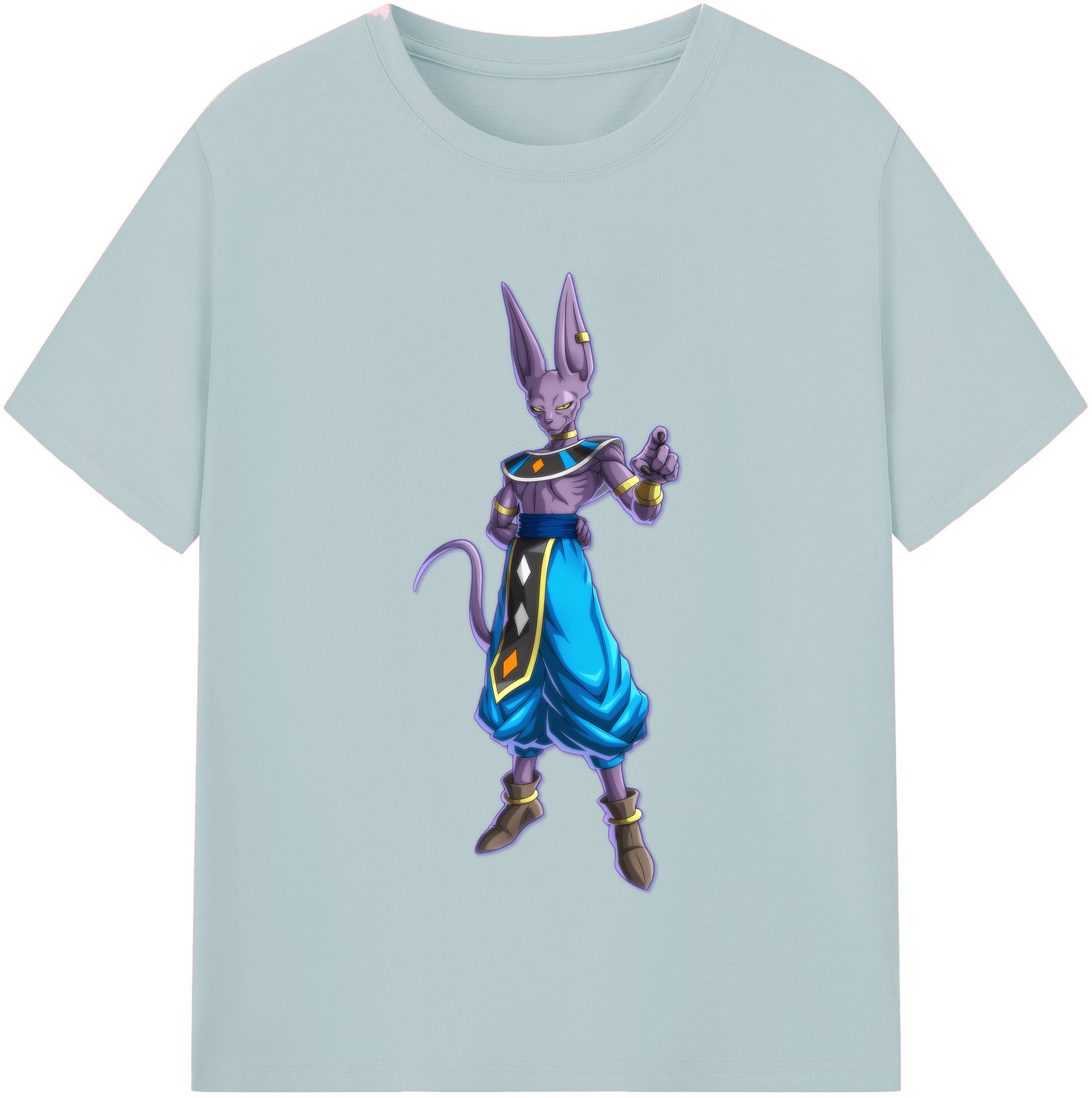（画像用） ドラゴンボール ビルス 破壊神ビルス DRAGON BALL Beerus Birusu 綿100％半袖Tシャツ（フロントプリント）